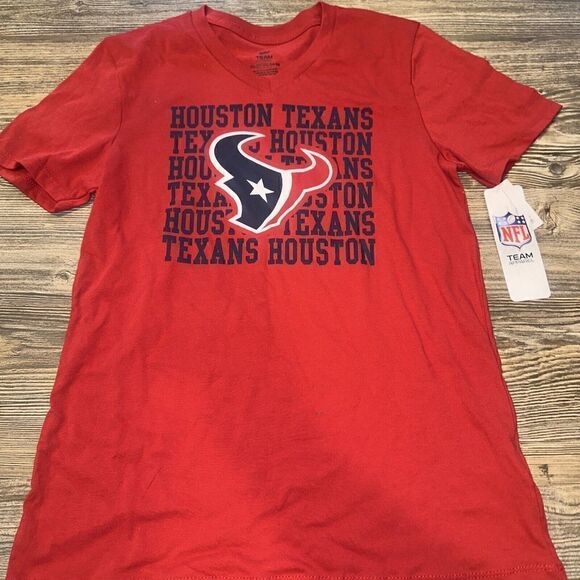 Houston Texans Girls T Shirt Size L(10/12) Red V Neck Tee NFL New. J - Picture 1 of 7